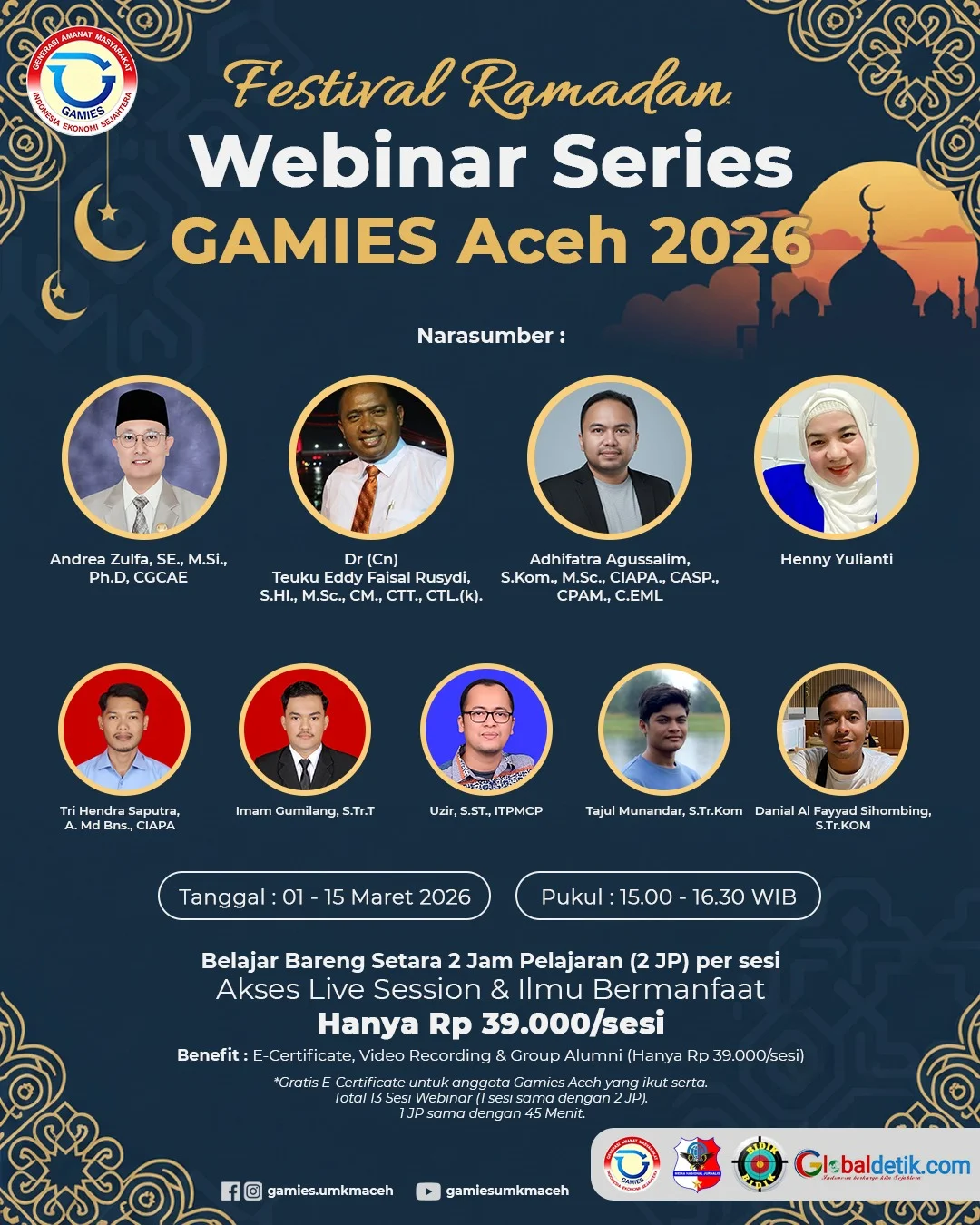 Ramadhan Penuh Inspirasi! GAMIES Aceh Hadirkan 9 Narasumber Nasional dalam Webinar Series 2026